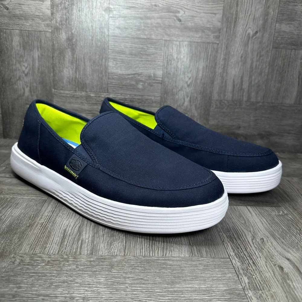 Hey Dude Sunapee M Canvas Men Size 12 Navy White Slip On Loafer Casual NEW